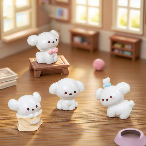 微景观可爱蝴蝶结小狗萌粒公仔 娃屋DIY装饰品迷你桌面树脂小摆件