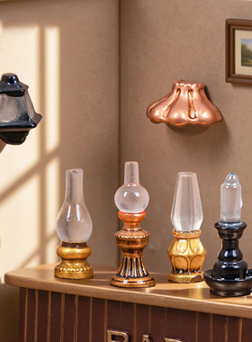 微景观简约创意复古夜光酥油灯娃娃屋造景 DIY装饰品迷你树脂摆件