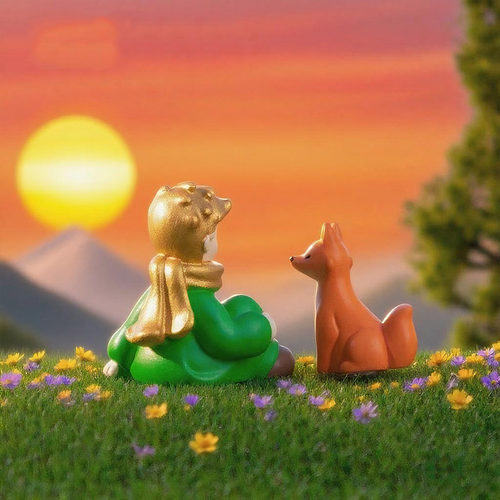 微景观简约创意狐狸与小王子公仔萌粒 DIY装饰品迷你树脂小摆件