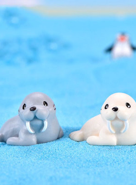 海景世界动物摆件盆栽树脂工艺品