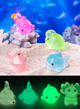 微景观创意树脂工艺品鲨鱼夜光海洋小生物微生态瓶 DIY装饰品摆件