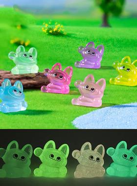 跨境外贸微景观简约夜光呆呆小猫公仔萌粒 DIY装饰品迷你树脂摆件