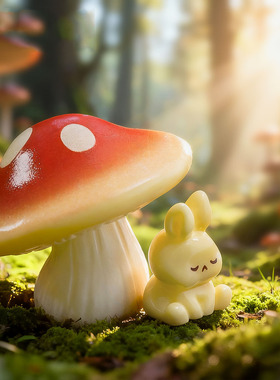 苔藓微景观创意蘑菇小兔园艺造景 DIY装饰品迷你桌面树脂小摆件