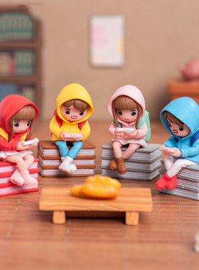 微景观创意打游戏背包情侣娃娃屋 DIY装饰品迷你桌面车载桌面摆件