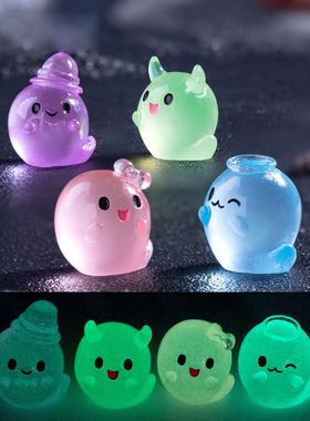 跨境新品微景观创意卡通夜光小怪兽精灵 DIY装饰品迷你树脂小摆件