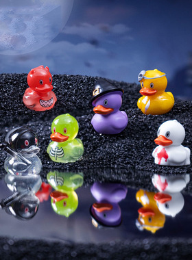 跨境新品微景观创意可爱小黄鸭万圣节造景 DIY装饰品迷你树脂摆件