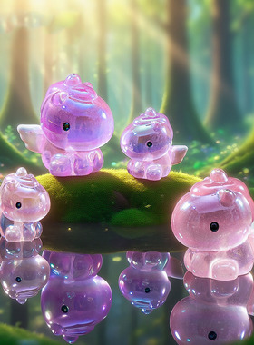 微景观创意可爱七彩电镀独角兽萌粒公仔 DIY装饰品迷你桌面小摆件