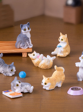 微景观创意可爱调皮猫猫公仔娃娃屋 DIY装饰品迷你树脂桌面小摆件