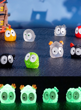 跨境外贸微景观简约创意夜光小黑万圣节 DIY装饰品缩场景树脂摆件