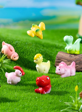 跨境新品微景观创意三角龙剑龙多彩恐龙 DIY装饰品迷你树脂小摆件