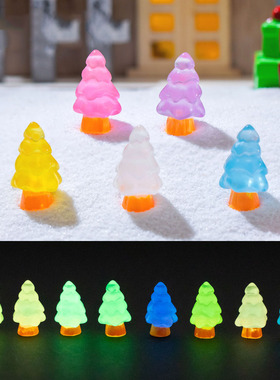 跨境外贸微景观简约创意夜光圣诞树造雪景 DIY装饰品迷你树脂摆件
