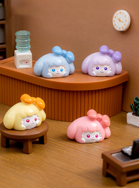 微景观树脂工艺品可爱卡通动物蝴蝶结萌粒小狗公仔装饰品车载摆件