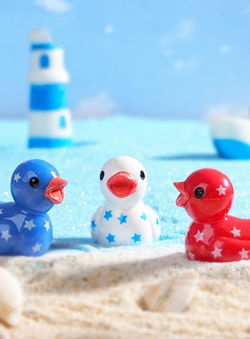 外贸新品微景观树脂工艺品创意国旗星星卡通小鸭子 DIY装饰品摆件