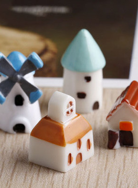 微景观树脂工艺品迷你建筑风车城堡双层教堂小屋园艺造景装饰摆件