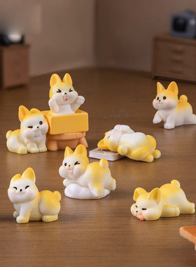 微景观创意可爱胖胖小柯基公仔萌粒 娃娃屋diy装饰品迷你树脂摆件