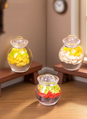 微景观简约创意泡椒白萝卜辣椒腌菜食玩娃屋 DIY装饰品迷你小摆件