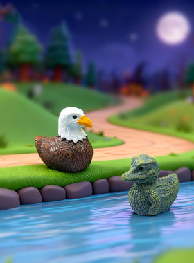 跨境外贸微景观创意动物鸭萌粒公仔 DIY装饰品迷你桌面树脂小摆件