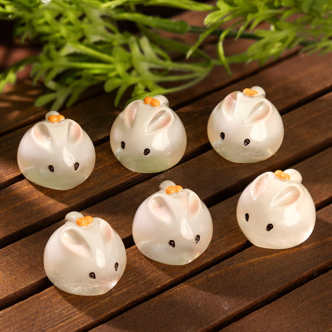 微景观简约仿真可爱蒸笼小兔子糕点食玩 DIY装饰品迷你树脂小摆件