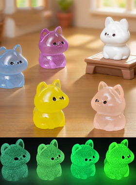 微景观创意可爱夜光乖坐小狗萌粒公仔 DIY装饰品迷你桌面小摆件