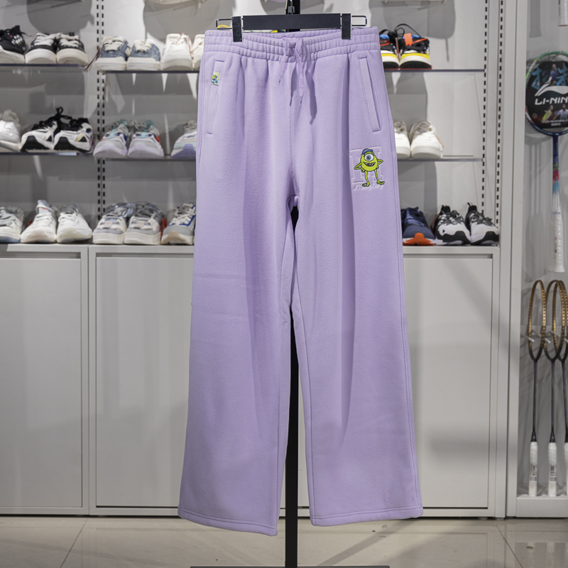 李宁直筒女子保暖宽松卫裤