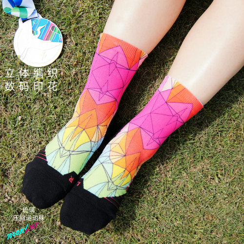 减震中筒跑步速干压缩袜