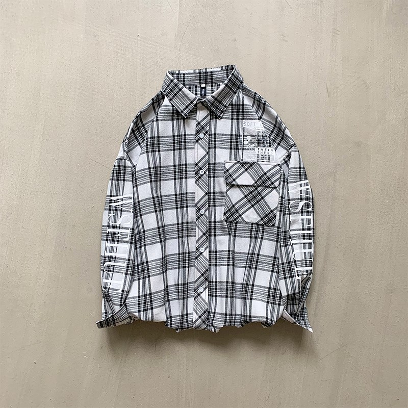 男格子宽松精品情侣衬衫男1702-C19-C19短袖批mH图片