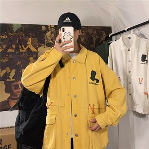 1404-S607-P80男女情侣款外套纯棉毛边新款港风日系夹克情侣nD图片