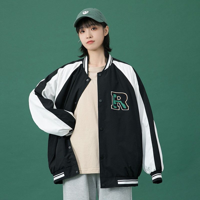 714-1-S225男女中性新款港风精品拼接夹克外套潮图片