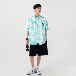 1404-2-C25-P50新款时尚精致潮流宽松短袖衬衫男女同款情侣款C图片