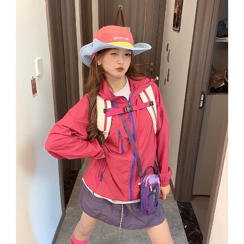 休闲男女装新品精品穿搭粉色原纱防晒服7730-38-k328-20pP58，男装防晒衣，星座1404-1