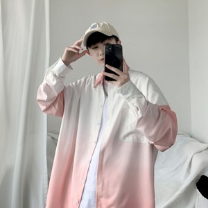 1404-2-c26-P55短袖50男女生 衬衫新款休闲情侣潮衬衣DH图片