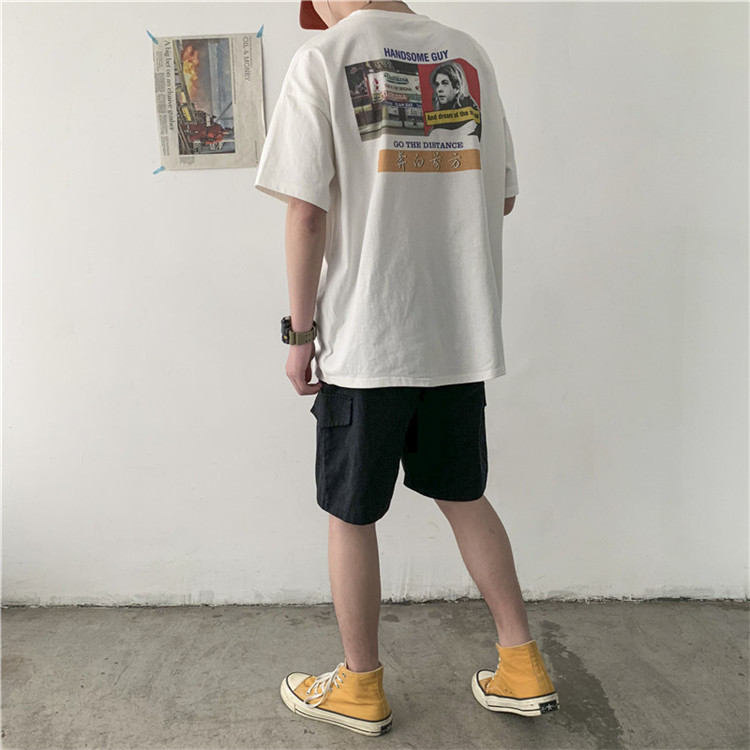 714-2-T092男夏季新款港风短袖棉麻数码印花体恤情侣f,男装T恤,星座1404-3