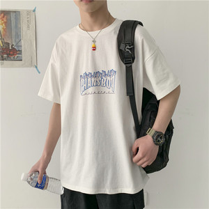 714-2-T092男装新款港风短袖棉麻夏季数码印花体恤情侣f