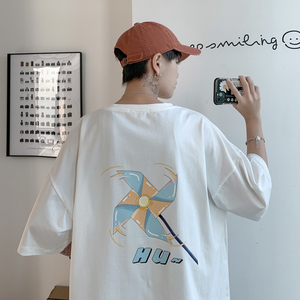 1404-1-t267-p28纯棉 短袖 男t恤潮牌新款宽松上衣服吧图片