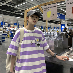 714-1-T097-p35男女款新款港风短袖纯棉夏季T恤情侣上衣圆领