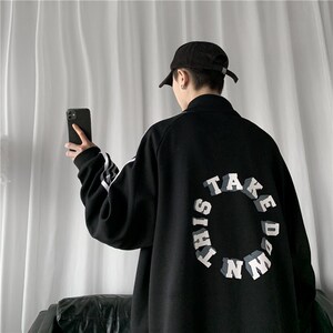 1404-1-s403-P40男纯棉 外套新款休闲情侣夹克款精品拉链衫F图片