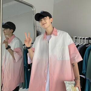 1404-2-c29-p50男女新款港风日系短袖扎染夏季体恤扎染情侣图片