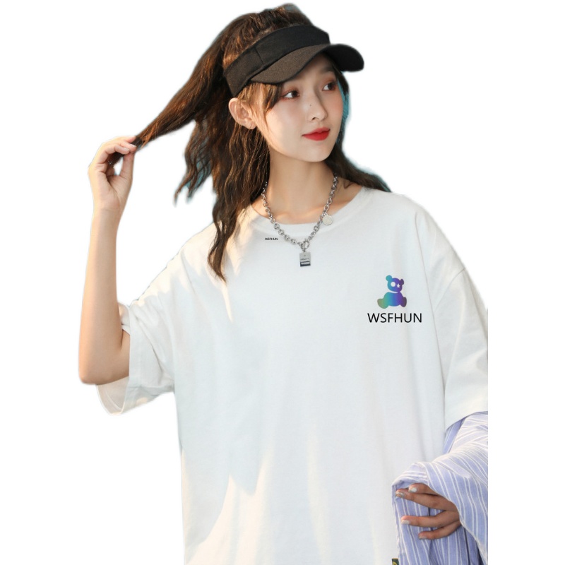 夏新款宽松设计感小众短袖薄1404-2-T066-P30五分体恤，女装T恤，星座1404-1