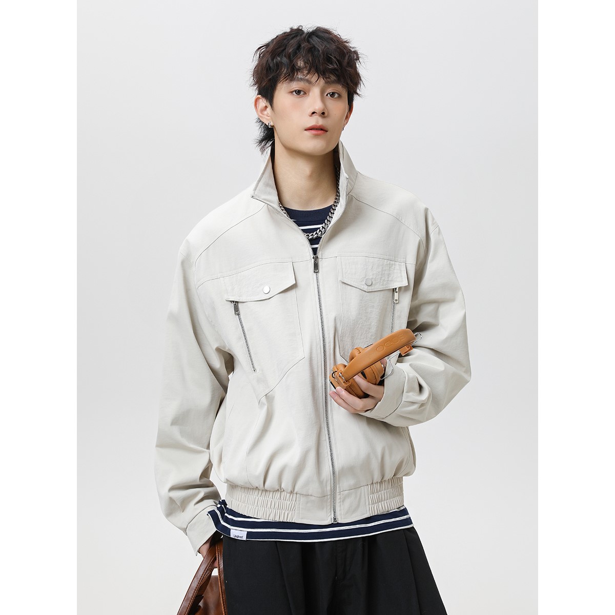 1404-2-99590-p85--2025休闲宽松平铺青少年百搭冲锋衣外套,男装夹克,星座1404-1