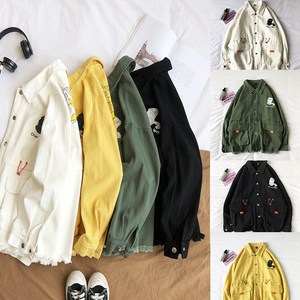1404-S607-P80男女外套纯棉毛边新款港风日系夹克情侣nD图片