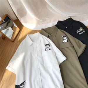 1702-C16男款平铺款宽松短袖精品情侣衬衫男H图片