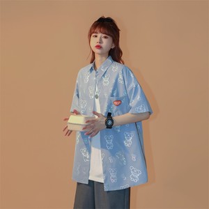 1404-2-C28-P53新款时尚精致潮流宽松短袖衬衫男女同款情侣款图片