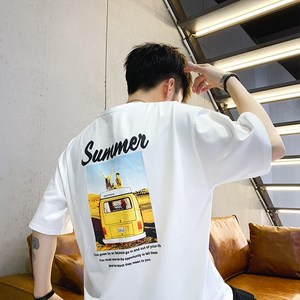 714-3-1066男款新款时尚港风体恤短袖高品质纯棉图片
