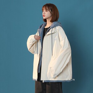 1404-2-jk1226-P80早秋纯棉时尚夹克精致高品质做工精细男女同款1,高领米白色搭配图片