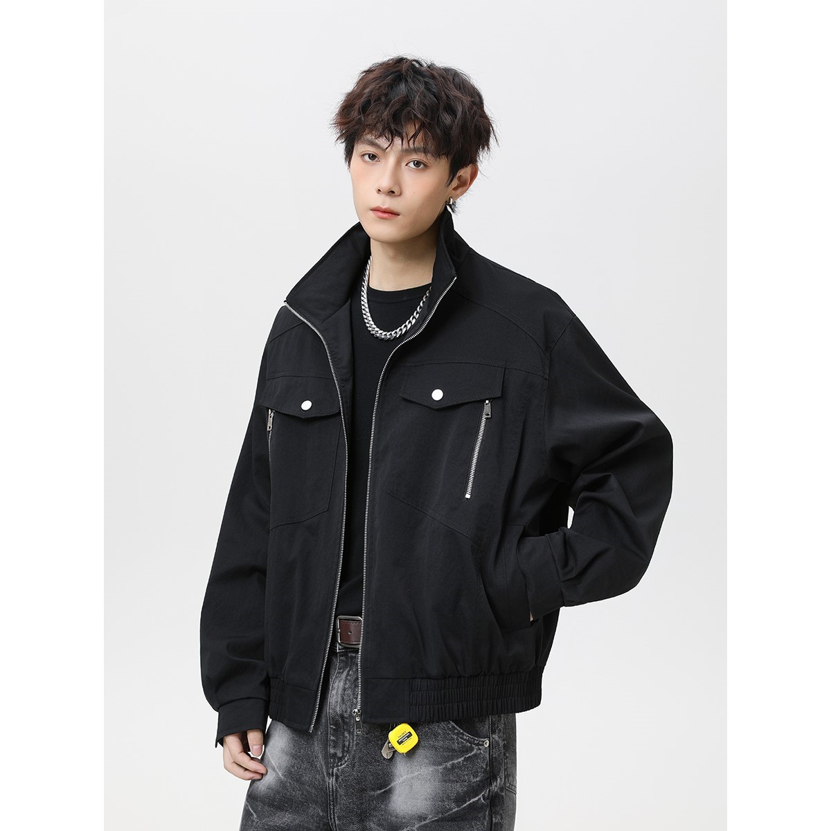 1404-2-99590-p85--2025休闲宽松平铺青少年百搭冲锋衣外套,男装夹克,星座1404-1