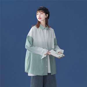 休闲男女装新品精品港风渐变衬衫1404-2-C26-P55F装图片