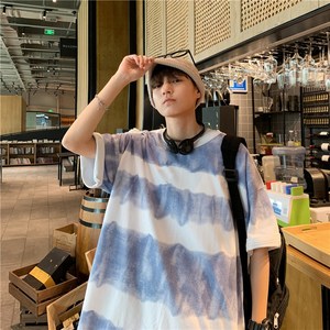 714-1-T070男装新款港风短袖棉麻夏季数码印花体恤-图片