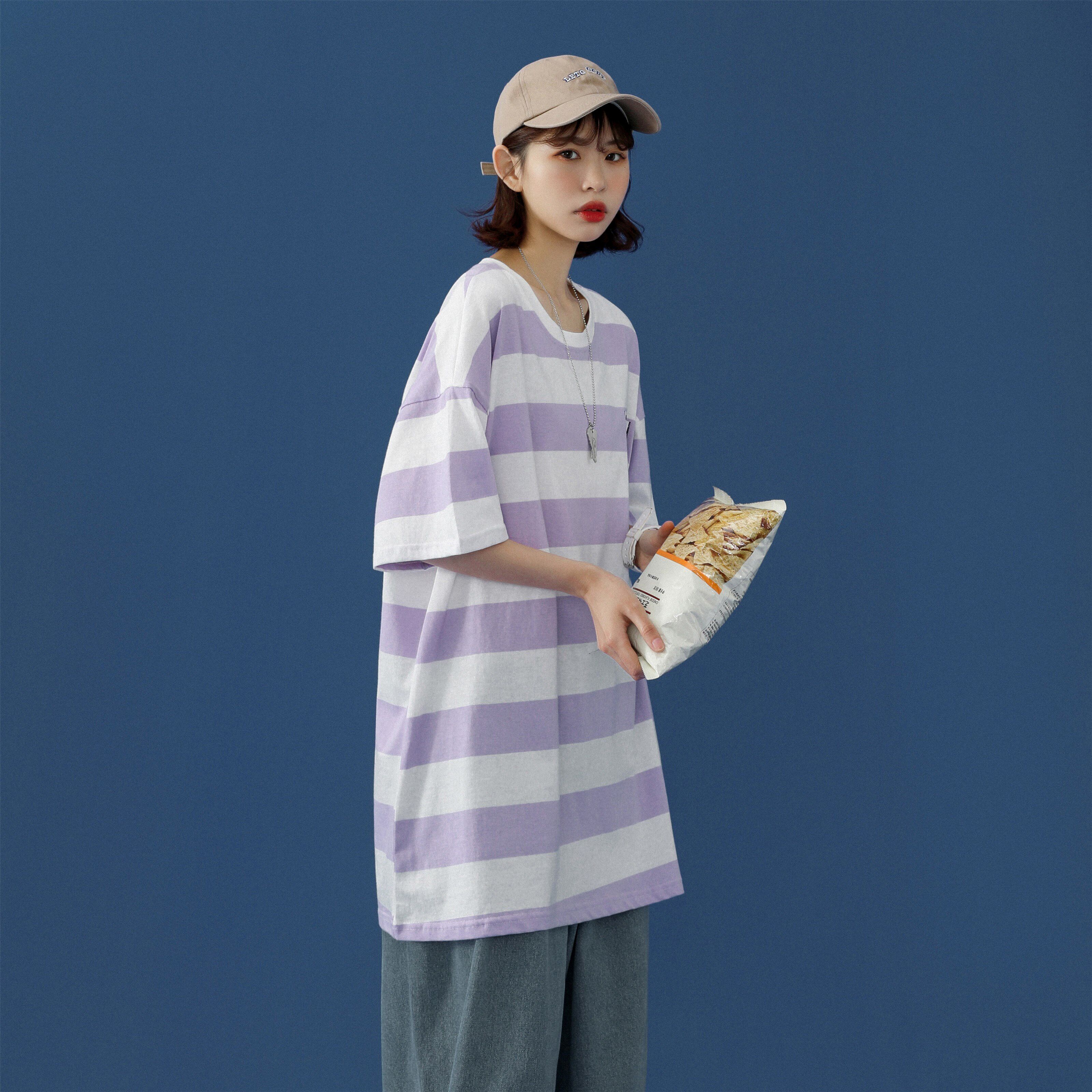 1404-1-T097-p25男女装中性风新款港风 短袖纯棉夏 季T恤情侣图片