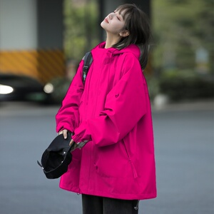 1404-1-9296-p80外套款春秋美式冲锋衣男女防风连帽夹克图片