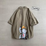 1404-C16-P40男款平铺款宽松精品短袖情侣衬衫男潮zH，男装衬衫，星座1404-3